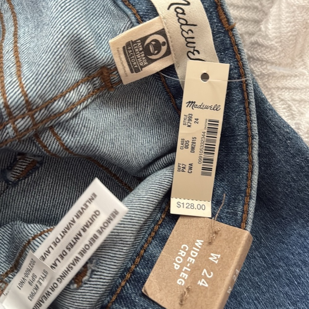 NWT Madewell Wide Leg Crop Sailor Jeans - Picture 6 of 6